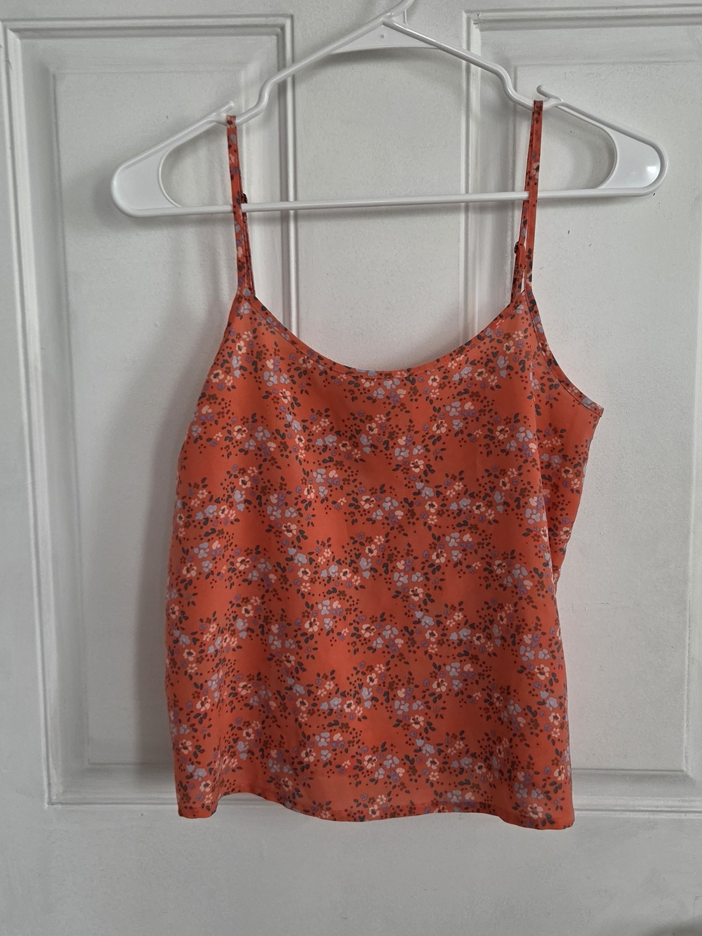 Y2k Wild Pearl Orange Floral Spaghetti-Strap Cami (T27)